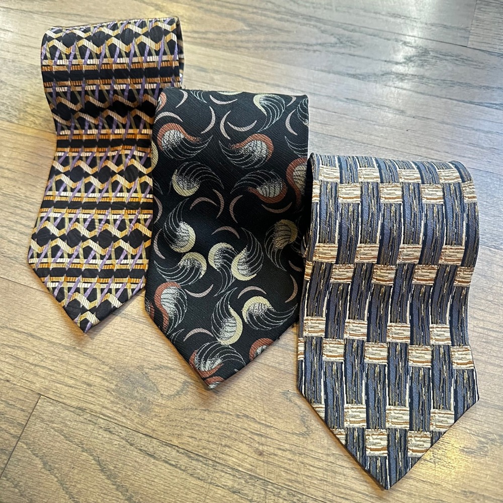 JHANE BARNES Neckties Lot‎ of 3 Silk Designer Patterned Ties Men's